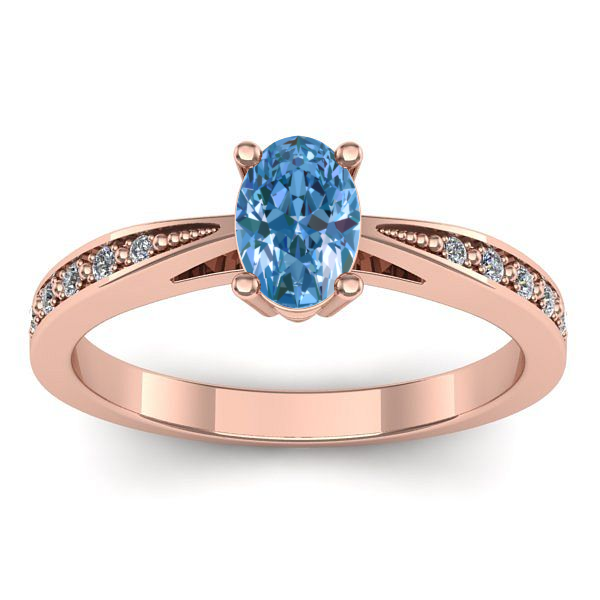 Inel cu diamant de laborator albastru oval