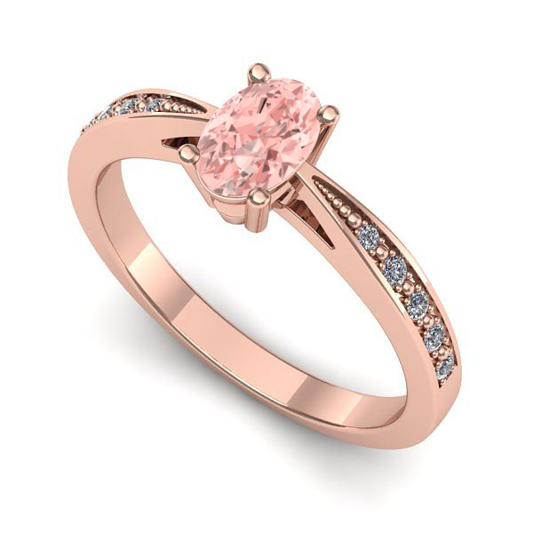 Inel de logodna din aur roz cu diamant de laborator roz