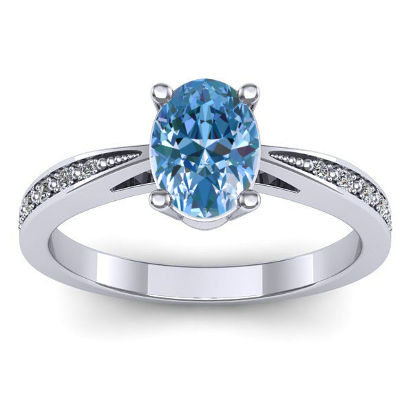Inel logodna cu diamant de laborator albastru oval
