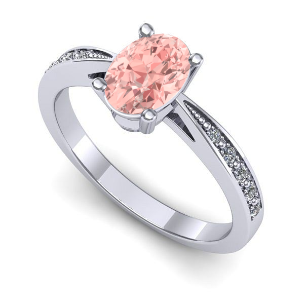 Inel logodna din aur alb cu diamant de laborator roz