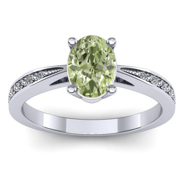Inel logodna cu diamant de laborator verde oval