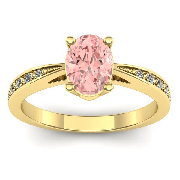 Inel cu diamant de laborator roz oval
