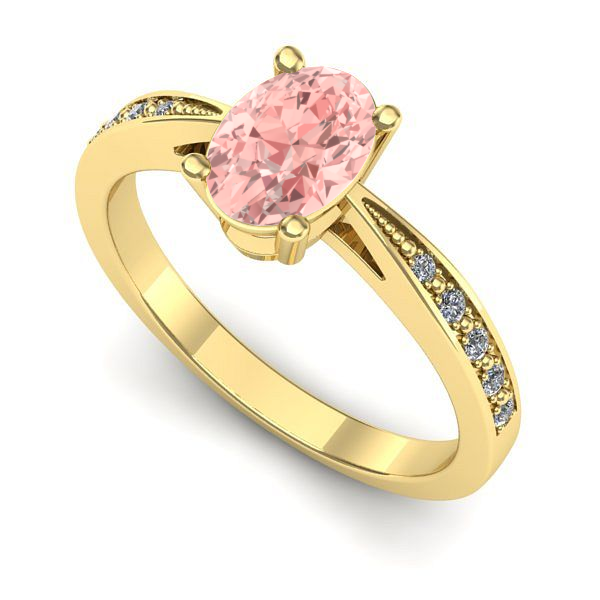 Inel din aur galben cu diamant de laborator roz