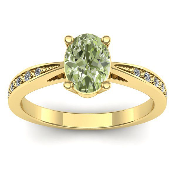 Inel de logodna cu diamant de laborator verde oval