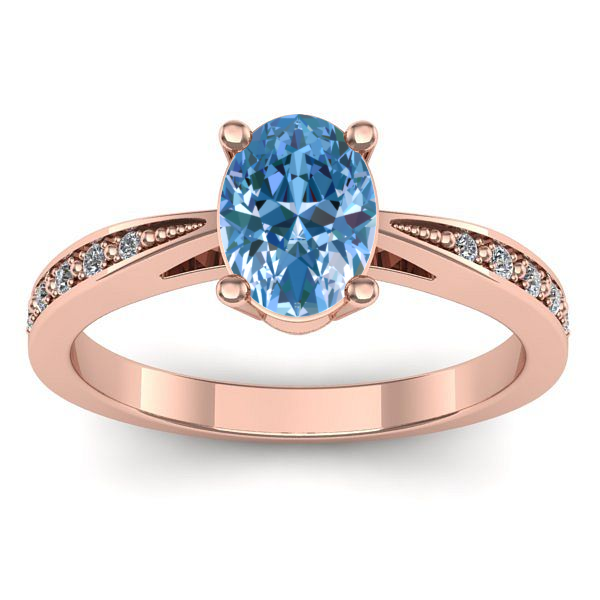 Inel cu diamant de laborator albastru oval