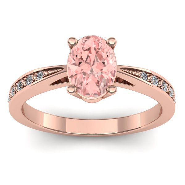 Inel de logodna cu diamant de laborator roz oval