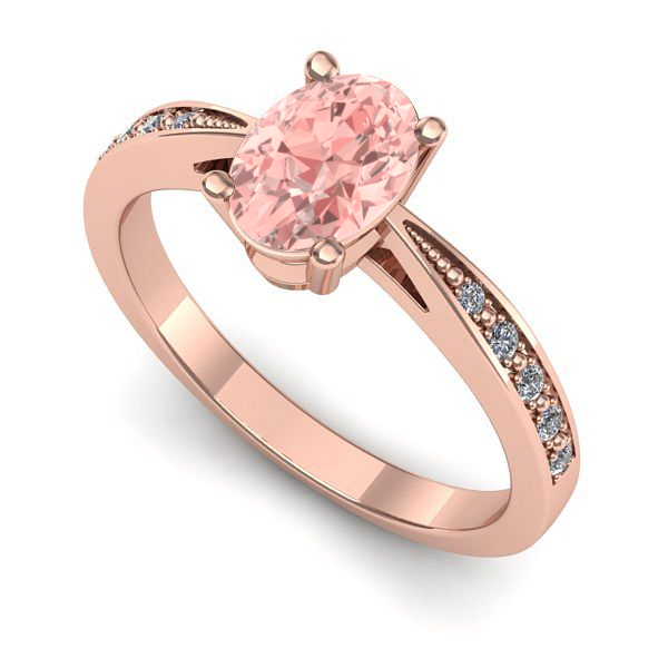 Inel logodna din aur roz cu diamant de laborator roz