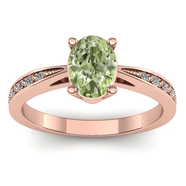Inel logodna cu diamant de laborator verde oval
