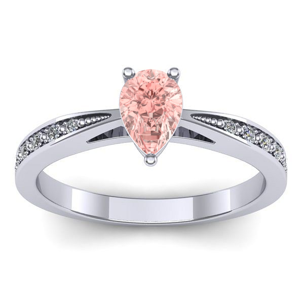 Inel logodna cu diamant de laborator roz lacrima