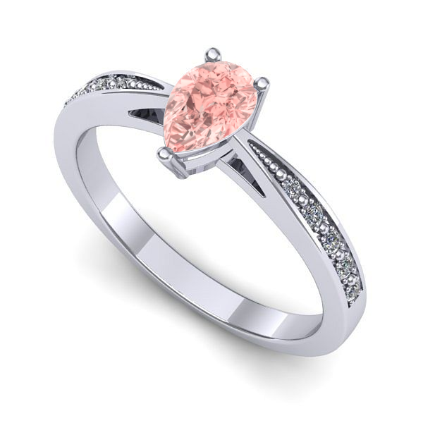 Inel logodna din aur alb cu diamant de laborator roz