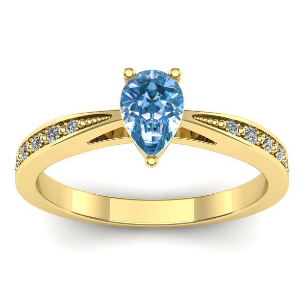 Inel de logodna cu diamant de laborator albastru lacrima