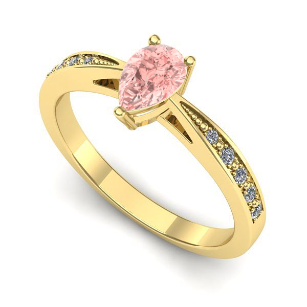 Inel de logodna din aur galben cu diamant de laborator roz