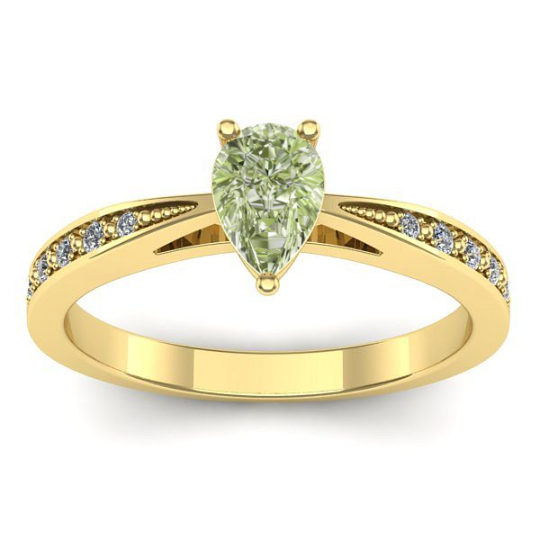 Inel cu diamant de laborator verde lacrima