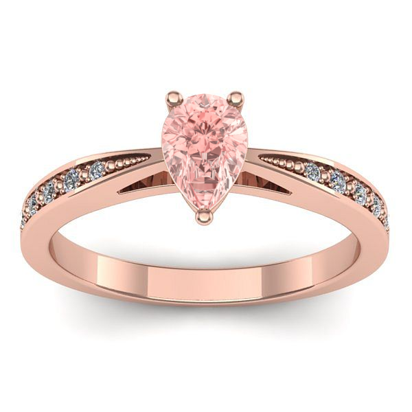 Inel de logodna cu diamant de laborator roz lacrima