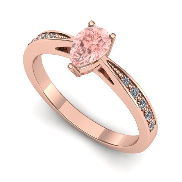 Inel logodna din aur roz cu diamant de laborator roz