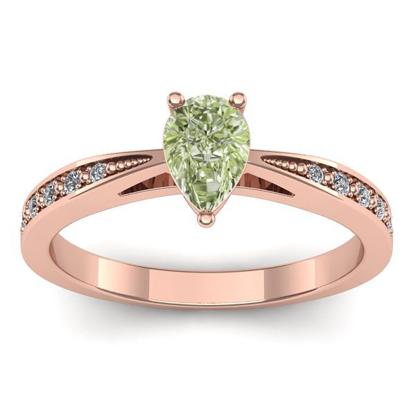 Inel de logodna cu diamant de laborator verde lacrima