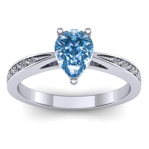 Inel de logodna cu diamant de laborator albastru lacrima