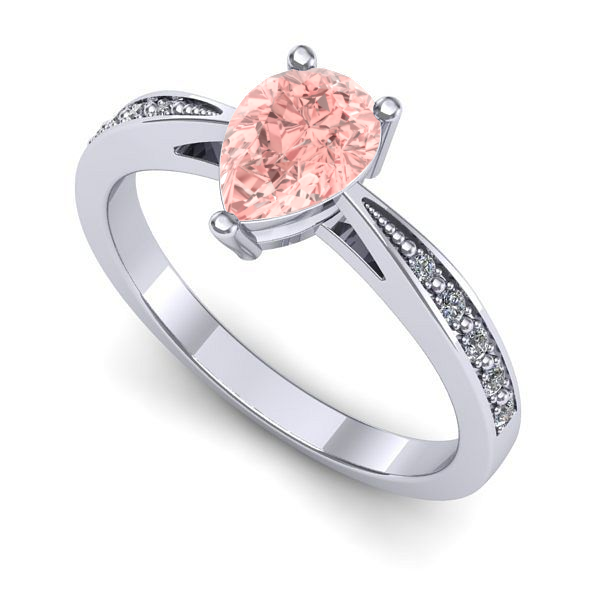 Inel de logodna din aur alb cu diamant de laborator roz