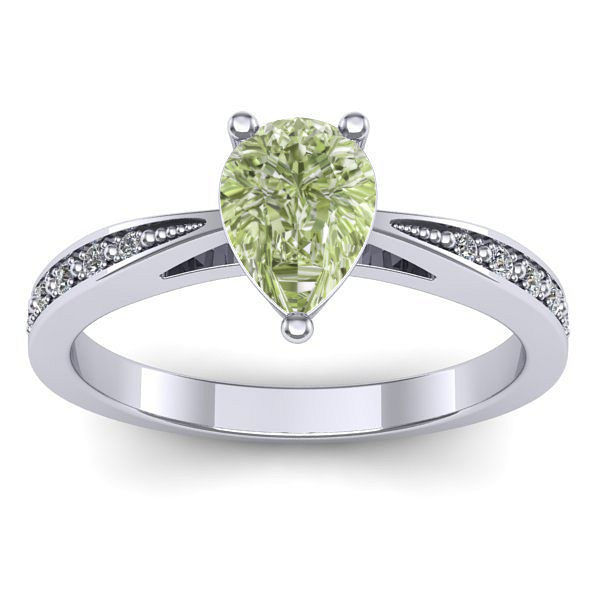 Inel de logodna cu diamant de laborator verde lacrima