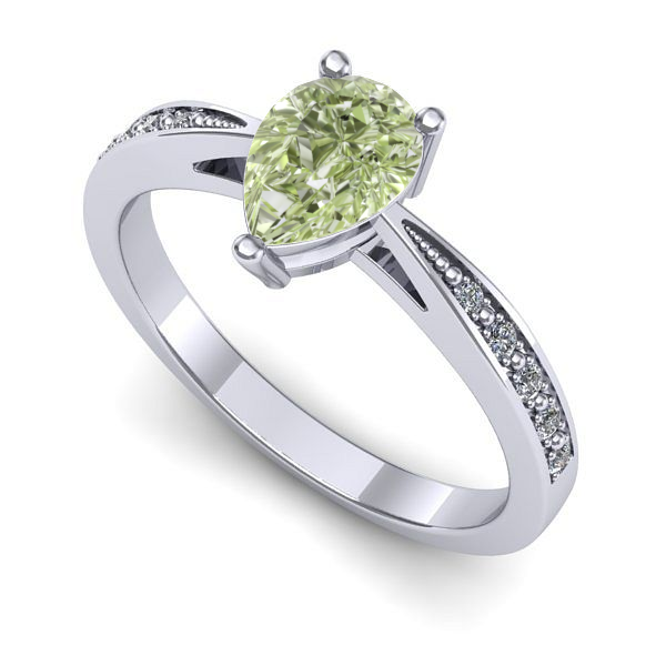 Inel logodna din aur alb cu diamant de laborator verde