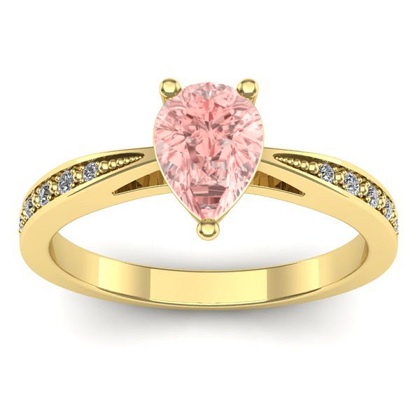 Inel logodna cu diamant de laborator roz lacrima