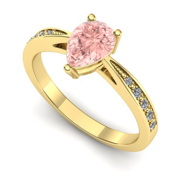 Inel de logodna din aur galben cu diamant de laborator roz