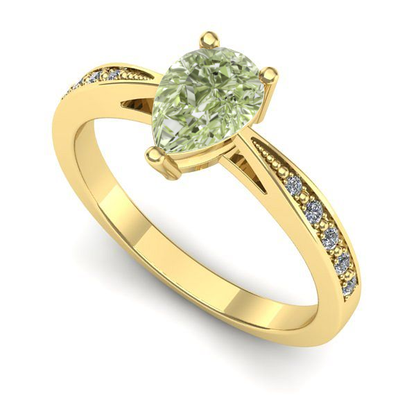 Inel de logodna din aur galben cu diamant de laborator verde