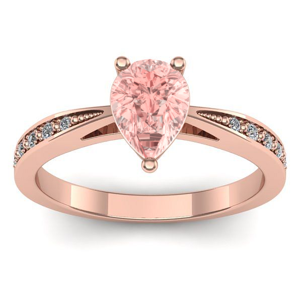 Inel de logodna cu diamant de laborator roz lacrima