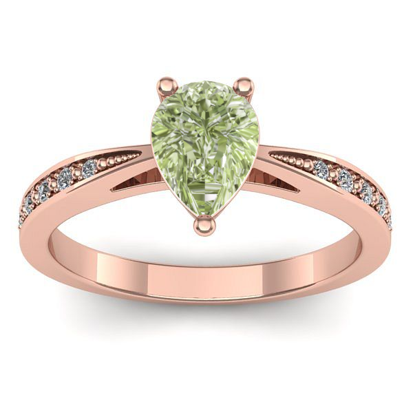 Inel cu diamant de laborator verde lacrima