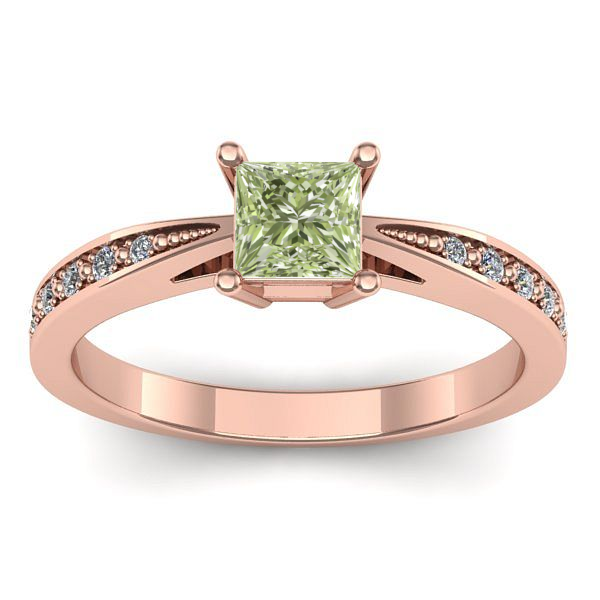 Inel de logodna cu diamant de laborator verde patrat