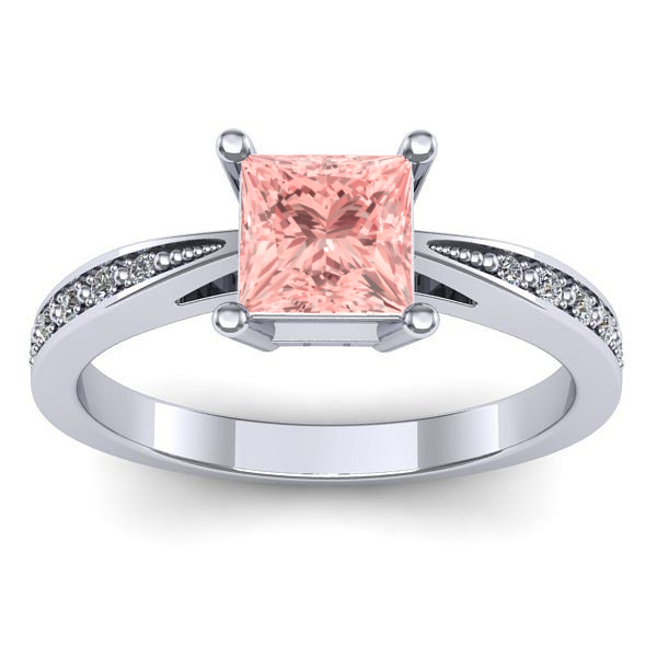 Inel de logodna cu diamant de laborator roz patrat