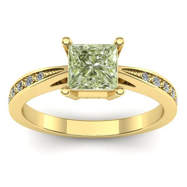 Inel de logodna cu diamant de laborator verde patrat