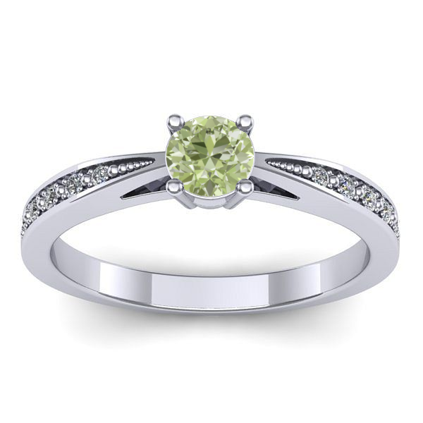 Inel logodna cu diamant de laborator verde rotund