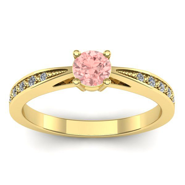 Inel logodna cu diamant de laborator roz rotund