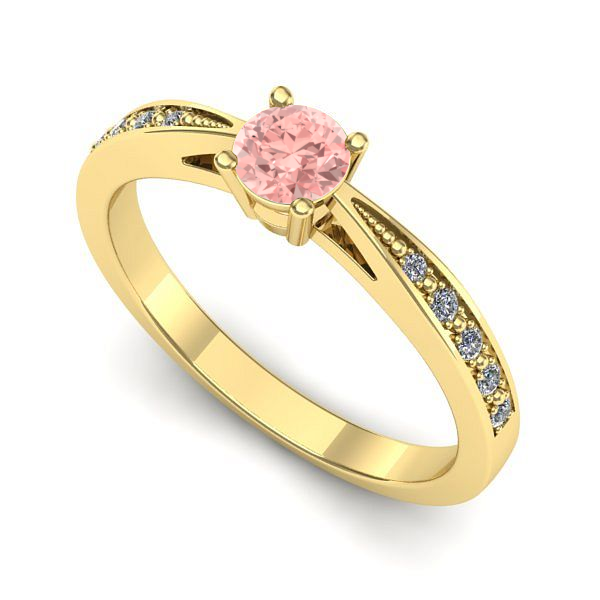 Inel din aur galben cu diamant de laborator roz
