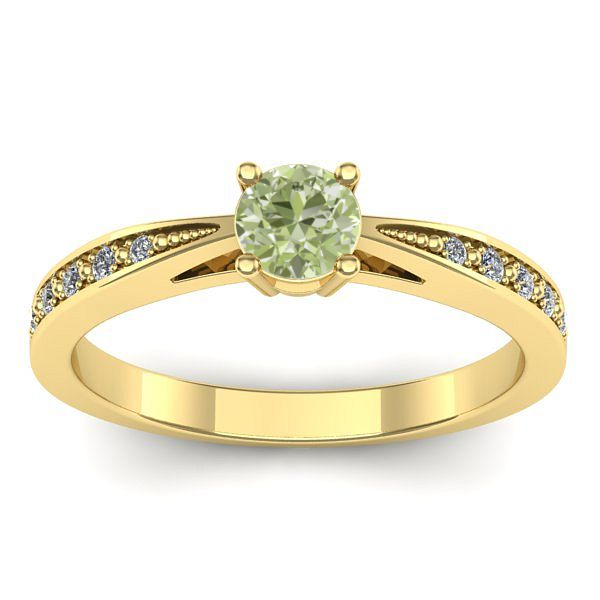 Inel cu diamant de laborator verde rotund