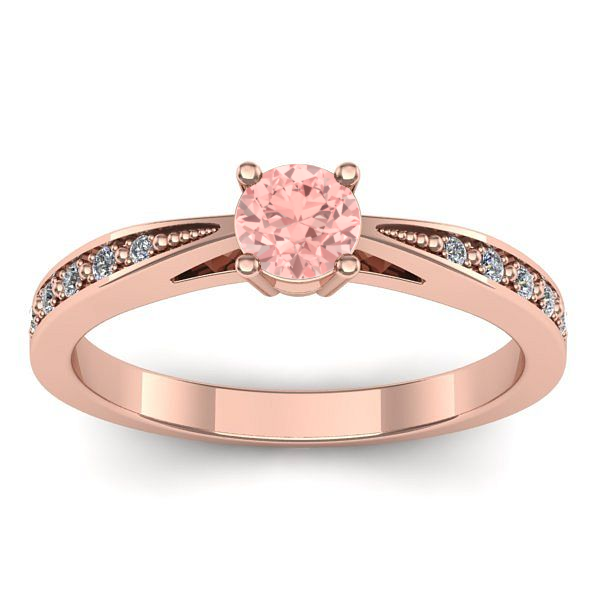 Inel cu diamant de laborator roz rotund