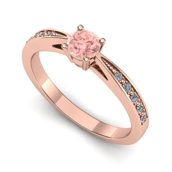 Inel din aur roz cu diamant de laborator roz