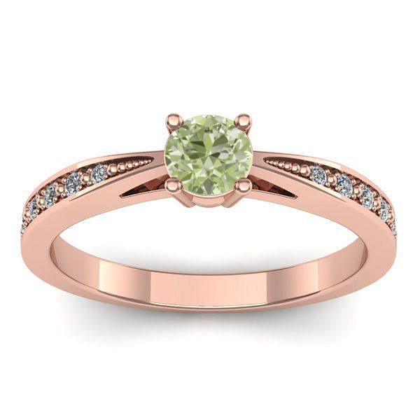 Inel logodna cu diamant de laborator verde rotund