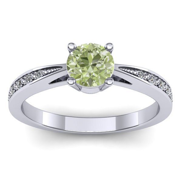 Inel cu diamant de laborator verde rotund