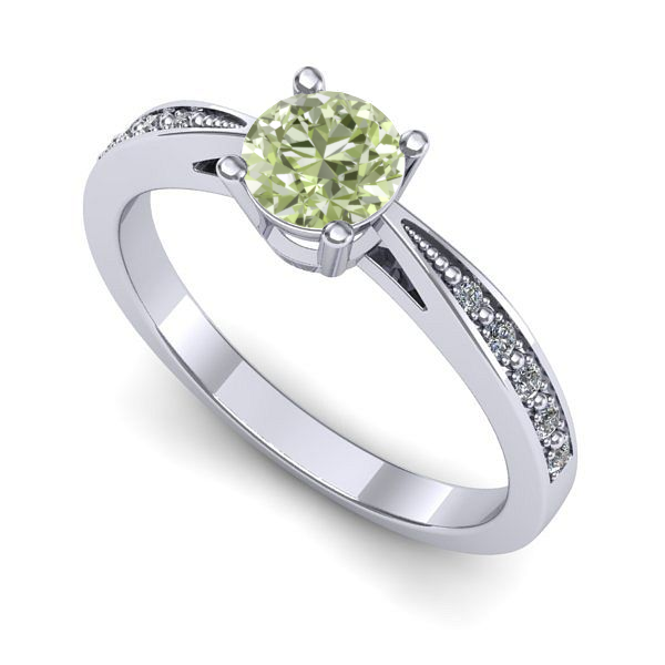 Inel logodna din aur alb cu diamant de laborator verde