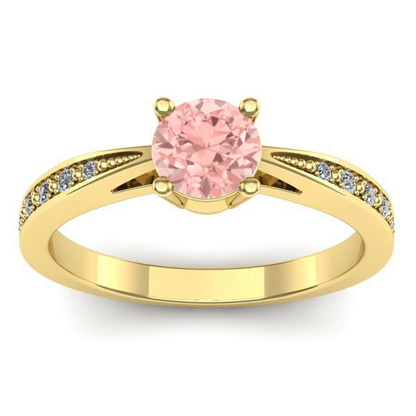 Inel cu diamant de laborator roz rotund