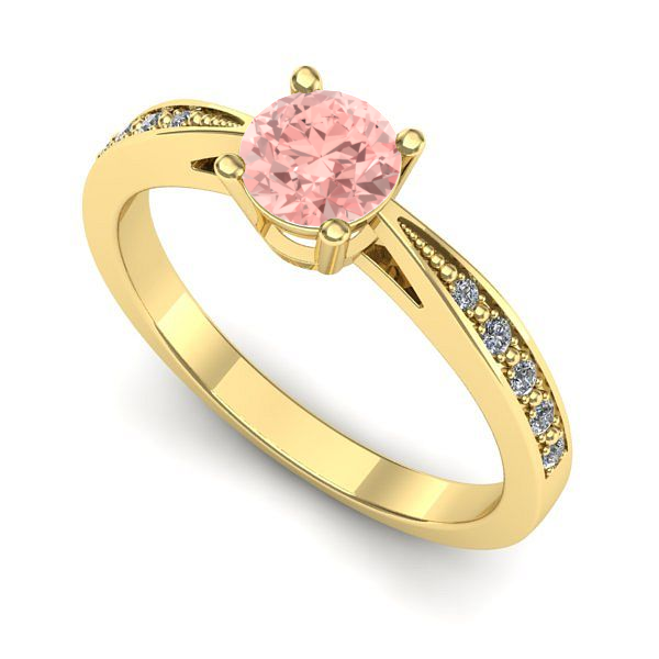 Inel din aur galben cu diamant de laborator roz