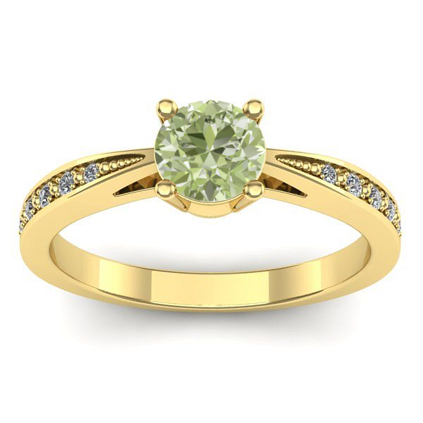 Inel logodna cu diamant de laborator verde rotund