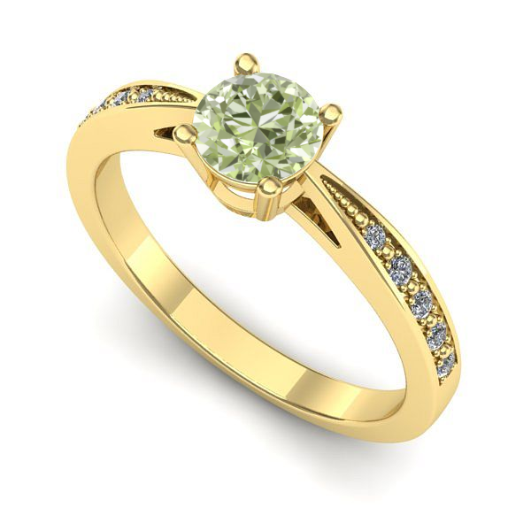 Inel din aur galben cu diamant de laborator verde