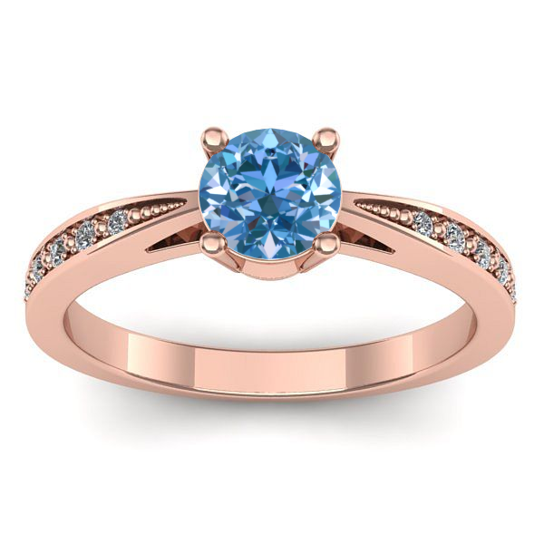 Inel de logodna cu diamant de laborator albastru rotund