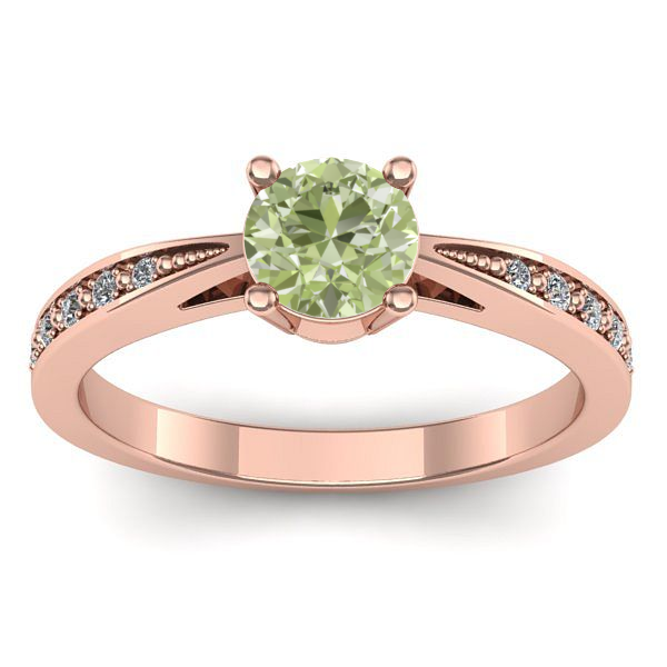 Inel cu diamant de laborator verde rotund