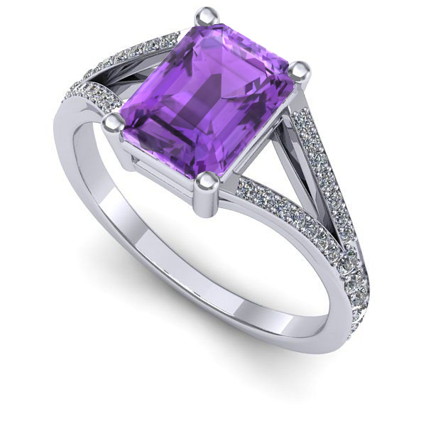 Inel de logodna din aur alb cu ametist