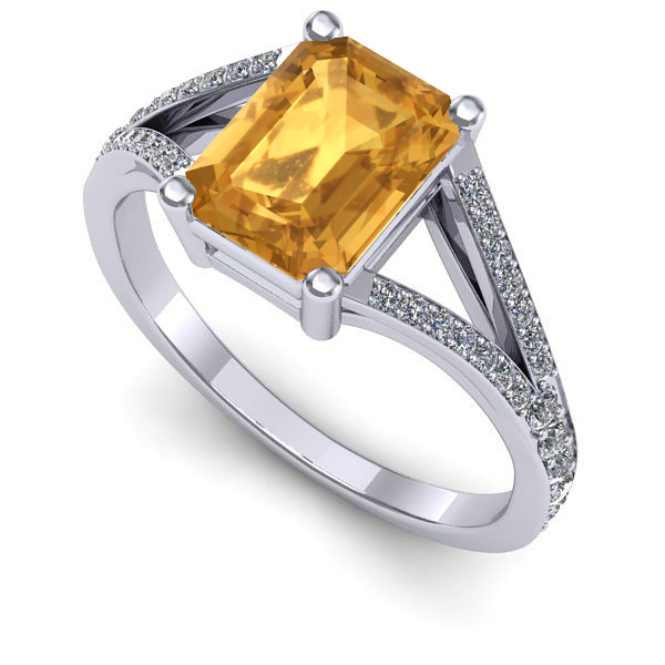 Inel din aur alb cu citrin