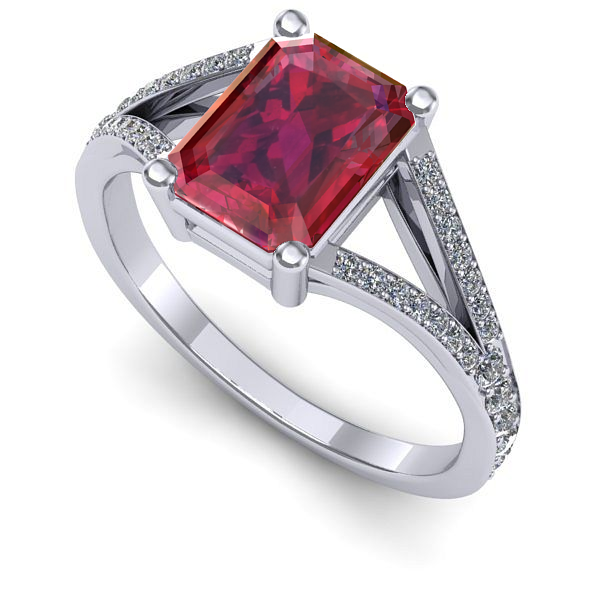 Inel din aur alb cu rubin